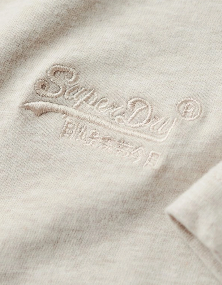 Men's Essential Logo Embroidered Tee Oat Cream Marl