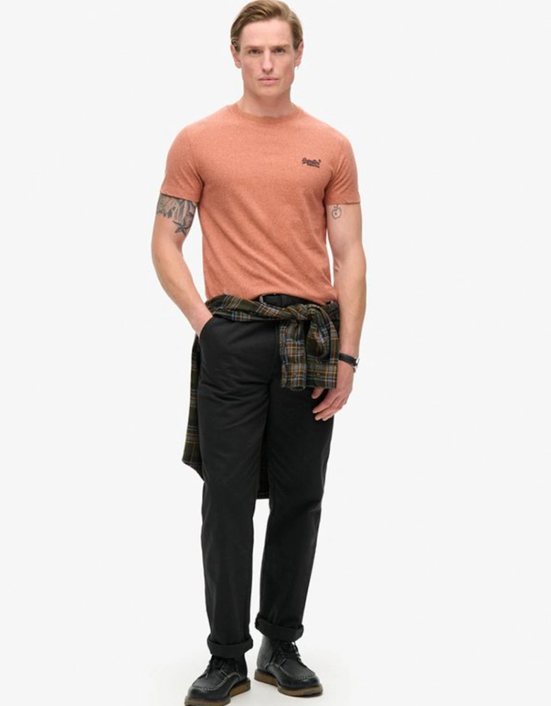 Men's Essential Logo Embroidered Tee Fired Orange Grit
