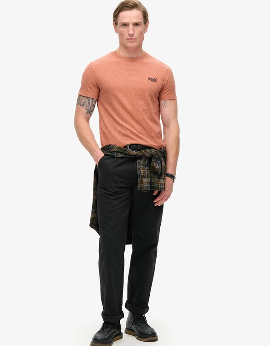 Men's Essential Logo Embroidered Tee Fired Orange Grit