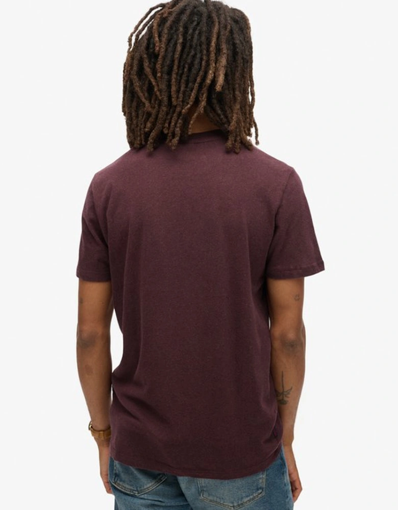 Men's Essential Logo Embroidered Tee Tawny Port Marl/Fluro Yellow