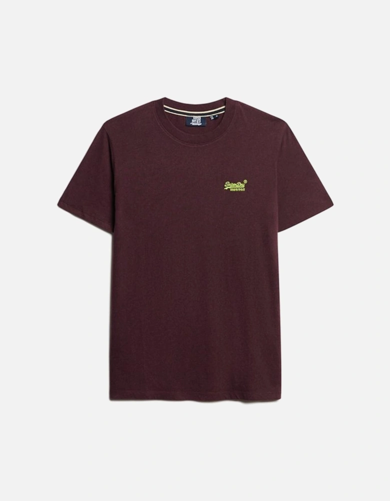 Men's Essential Logo Embroidered Tee Tawny Port Marl/Fluro Yellow