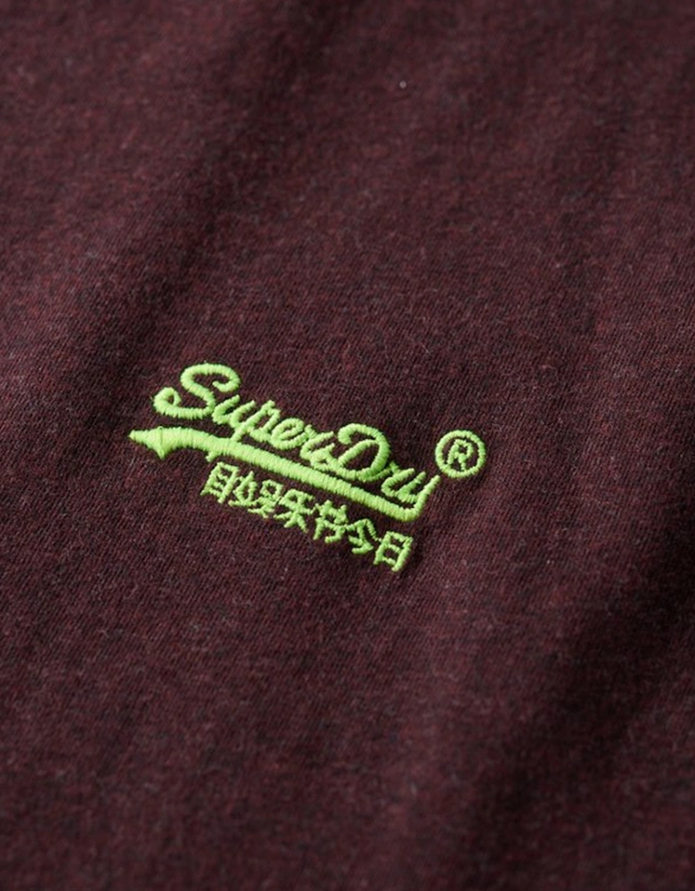 Men's Essential Logo Embroidered Tee Tawny Port Marl/Fluro Yellow