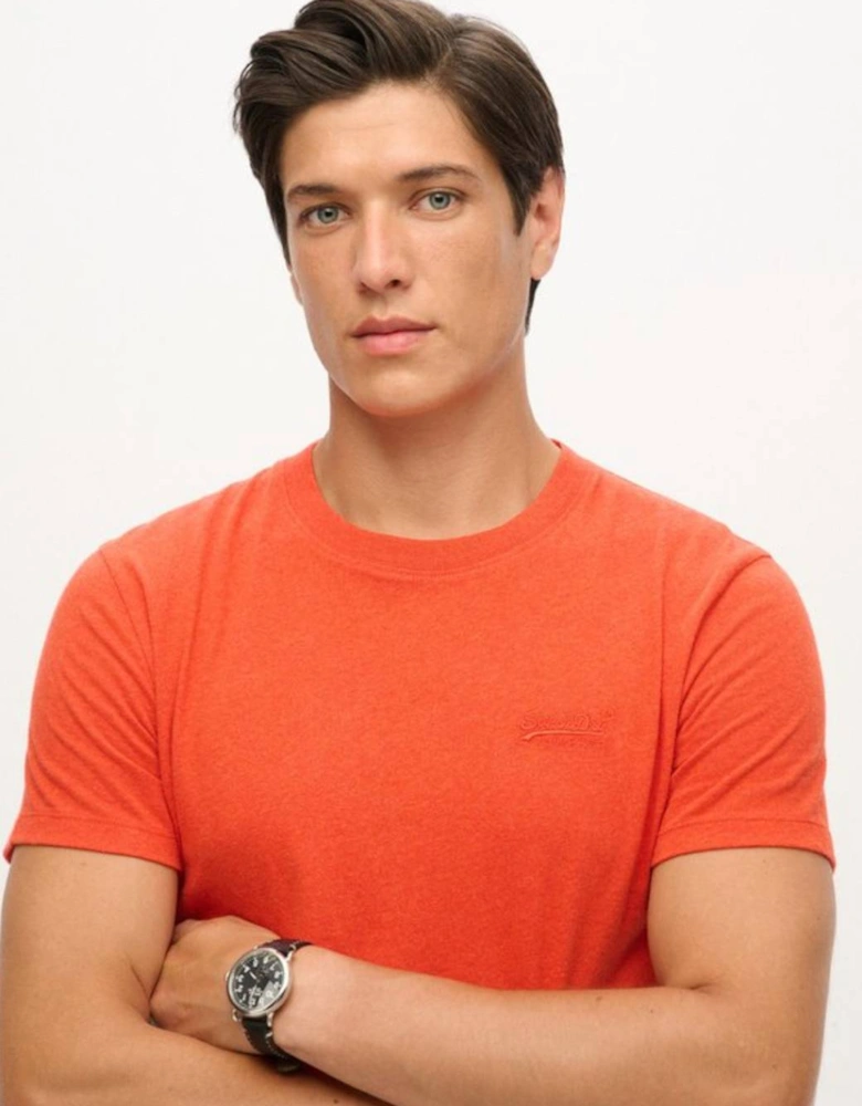 Men's Essential Logo Embroidered Tee Bright Orange Marl