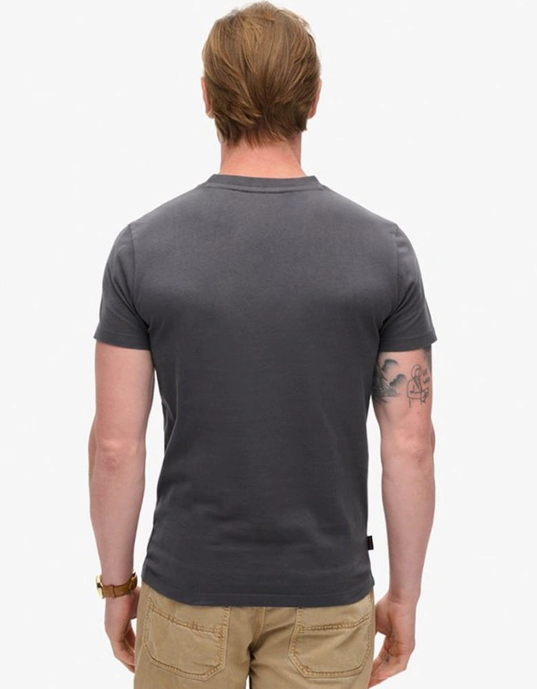 Men's Essential Logo Embroidered Tee Graphite Black/Fluro Red