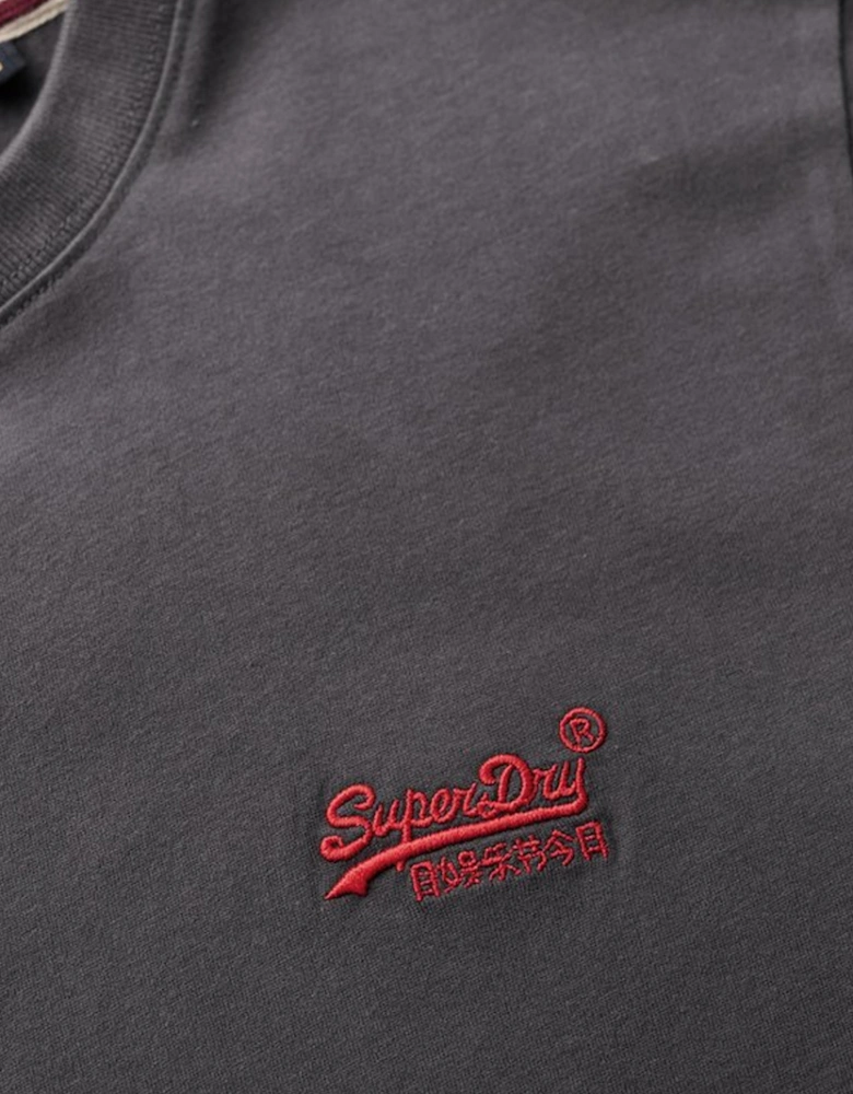 Men's Essential Logo Embroidered Tee Graphite Black/Fluro Red
