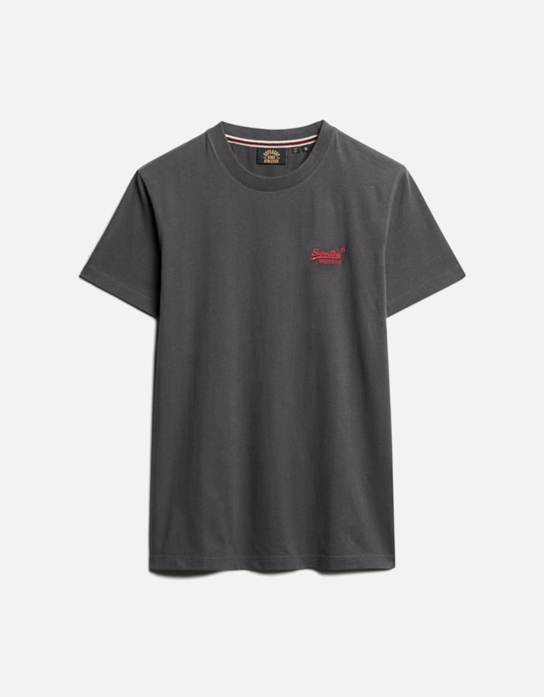 Men's Essential Logo Embroidered Tee Graphite Black/Fluro Red