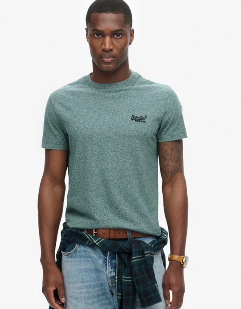 Men's Essential Logo Embroidered Tee Mid Pine Green Grit