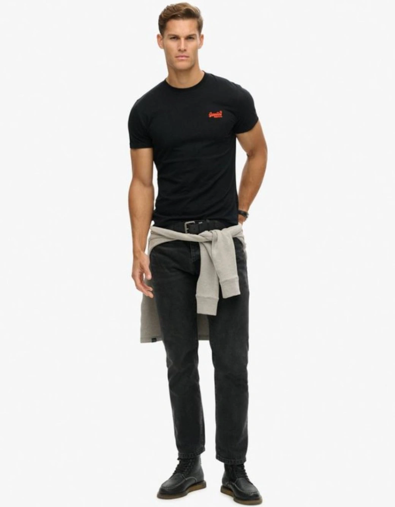 Men's Essential Logo Embroidered Tee Black/Hazard Orange