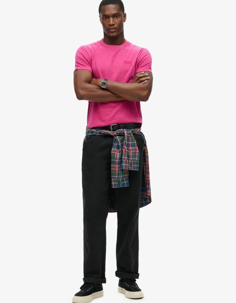 Men's Essential Logo Embroidered Tee Magenta Marl