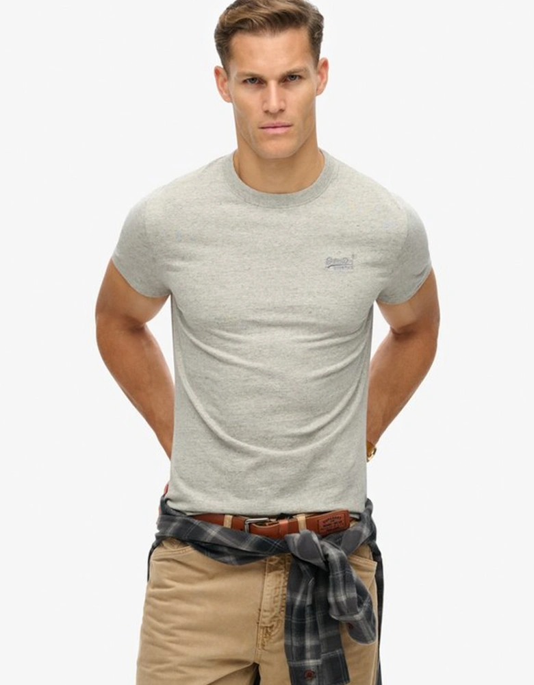 Men's Essential Logo Embroidered Tee Grey Fleck Marl