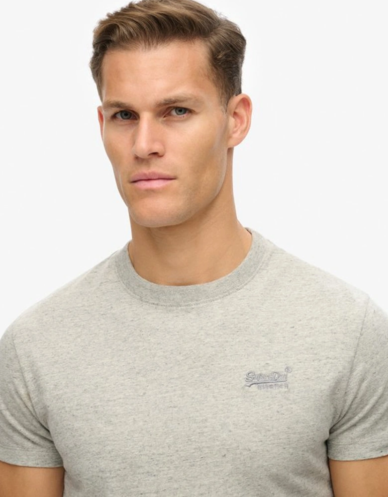Men's Essential Logo Embroidered Tee Grey Fleck Marl