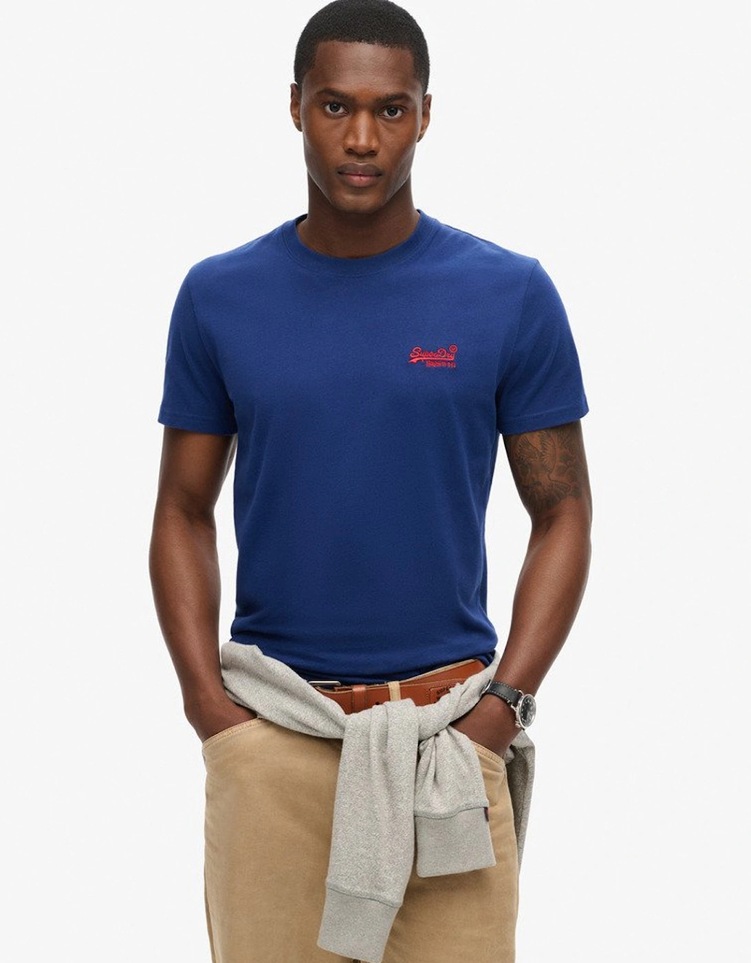 Men's Essential Logo Embroidered Tee Supermarine Navy, 8 of 7