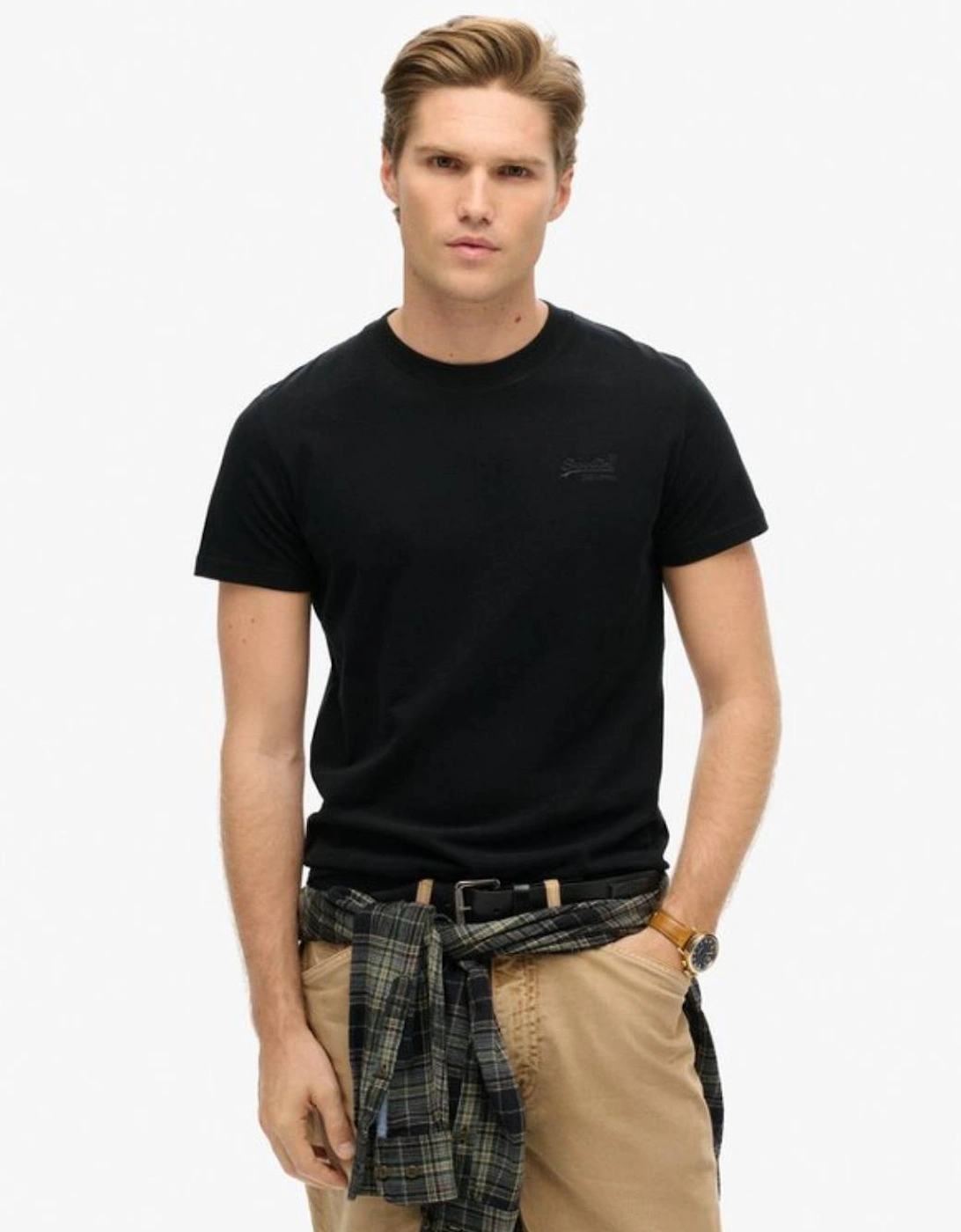 Men's Essential Logo Embroidered Tee Black/Black, 7 of 6