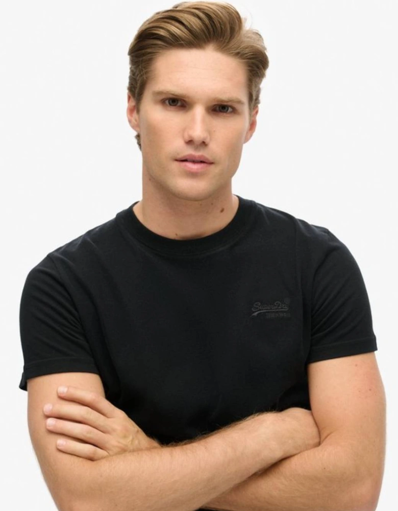 Men's Essential Logo Embroidered Tee Black/Black