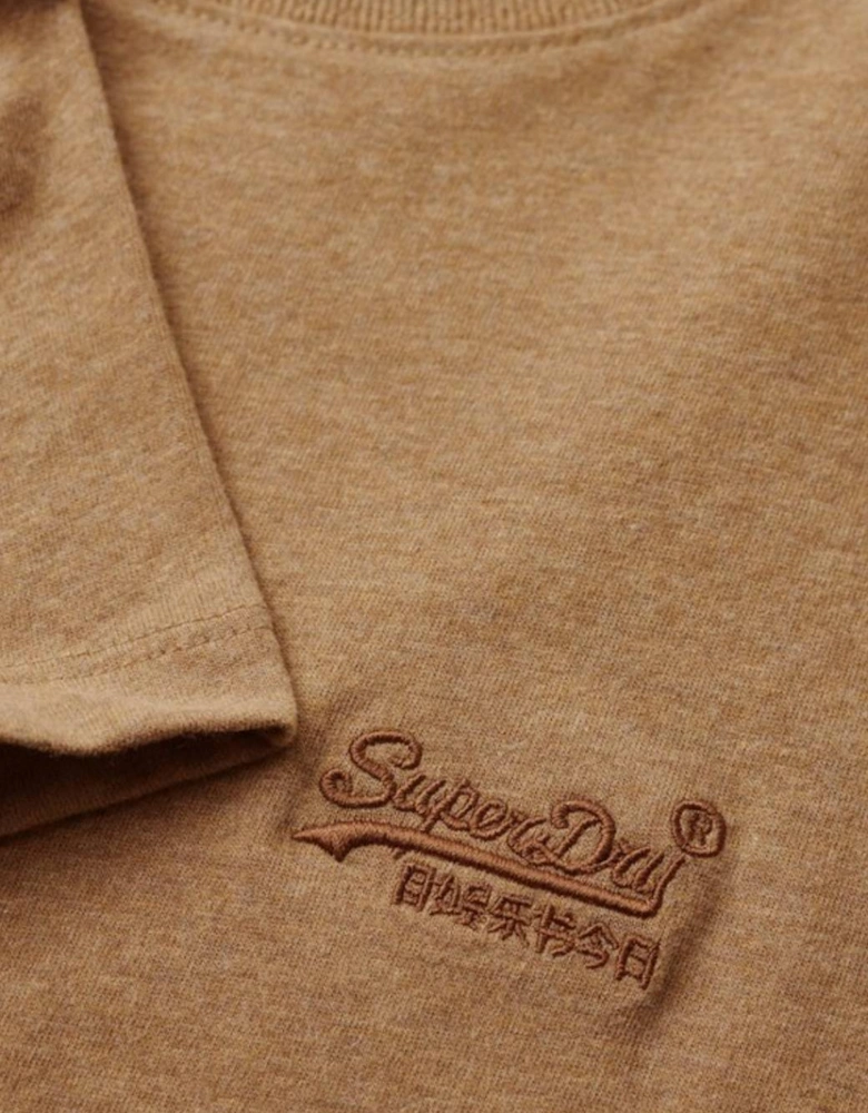 Men's Essential Logo Embroidered Tee Buck Tan Brown Marl