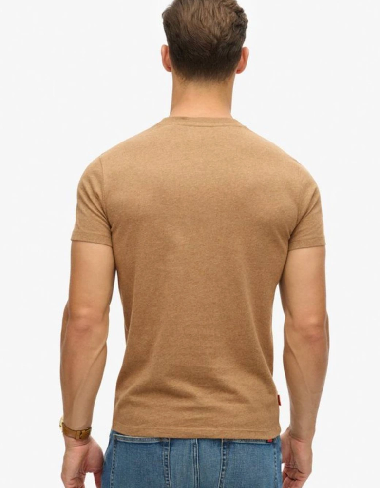 Men's Essential Logo Embroidered Tee Buck Tan Brown Marl