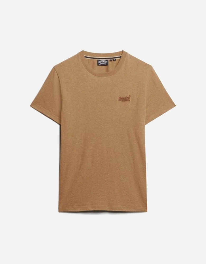 Men's Essential Logo Embroidered Tee Buck Tan Brown Marl