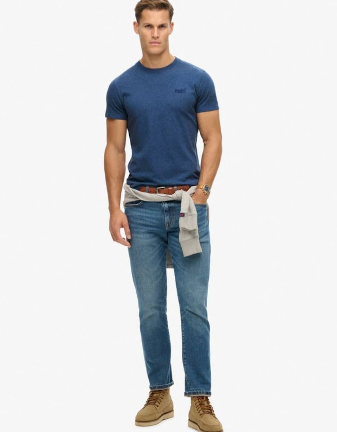 Men's Essential Logo Embroidered Tee Bright Blue Marl