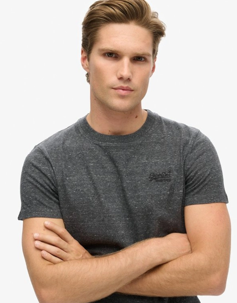 Men's Essential Logo Embroidered Tee Charcoal Heather
