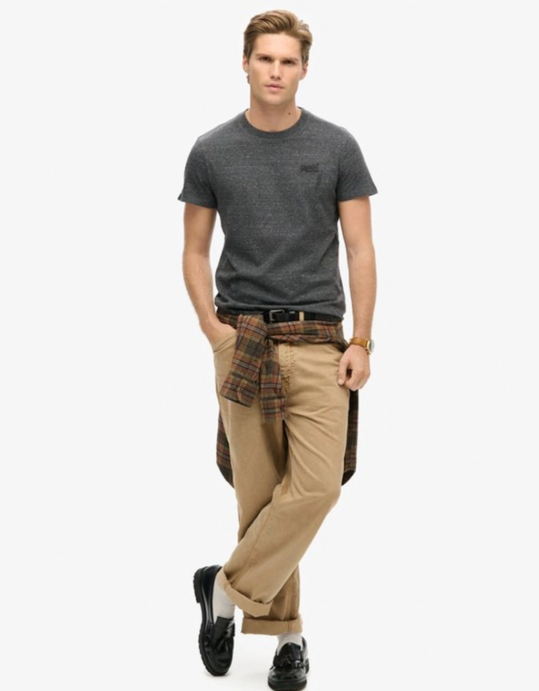 Men's Essential Logo Embroidered Tee Charcoal Heather