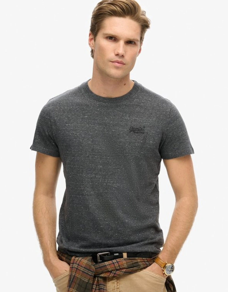 Men's Essential Logo Embroidered Tee Charcoal Heather