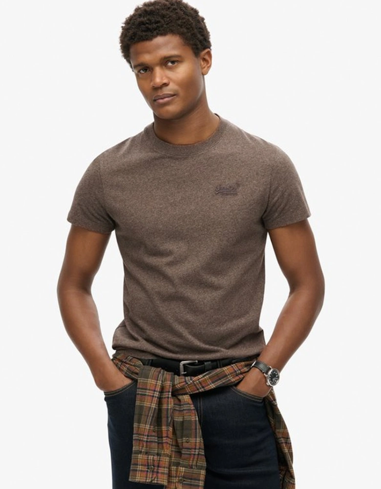 Men's Essential Logo Embroidered Tee Cocoa Marl Brown