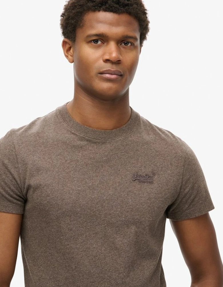 Men's Essential Logo Embroidered Tee Cocoa Marl Brown