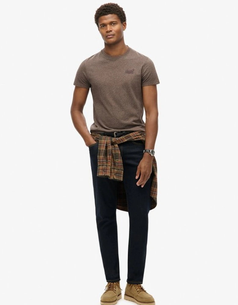 Men's Essential Logo Embroidered Tee Cocoa Marl Brown
