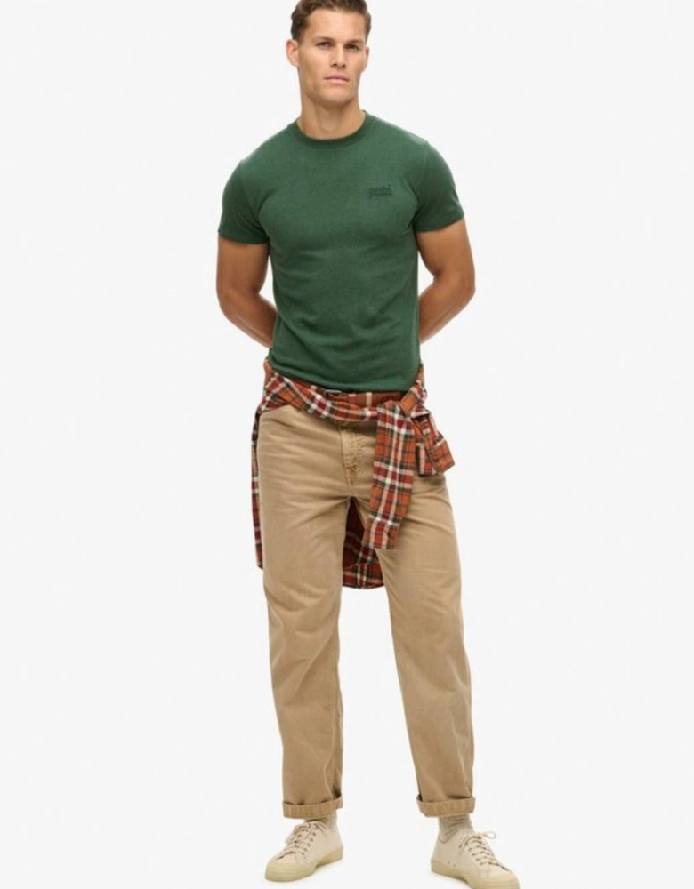 Men's Essential Logo Embroidered Tee Buck Green Marl
