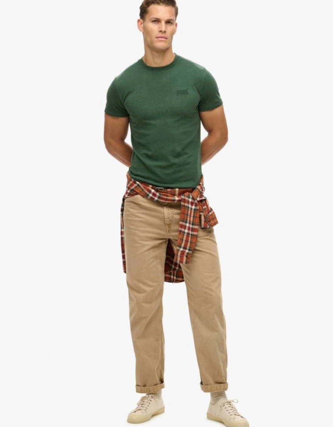 Men's Essential Logo Embroidered Tee Buck Green Marl