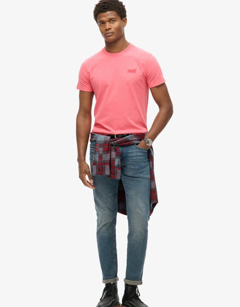 Men's Essential Logo Embroidered Tee Punch Pink Marl