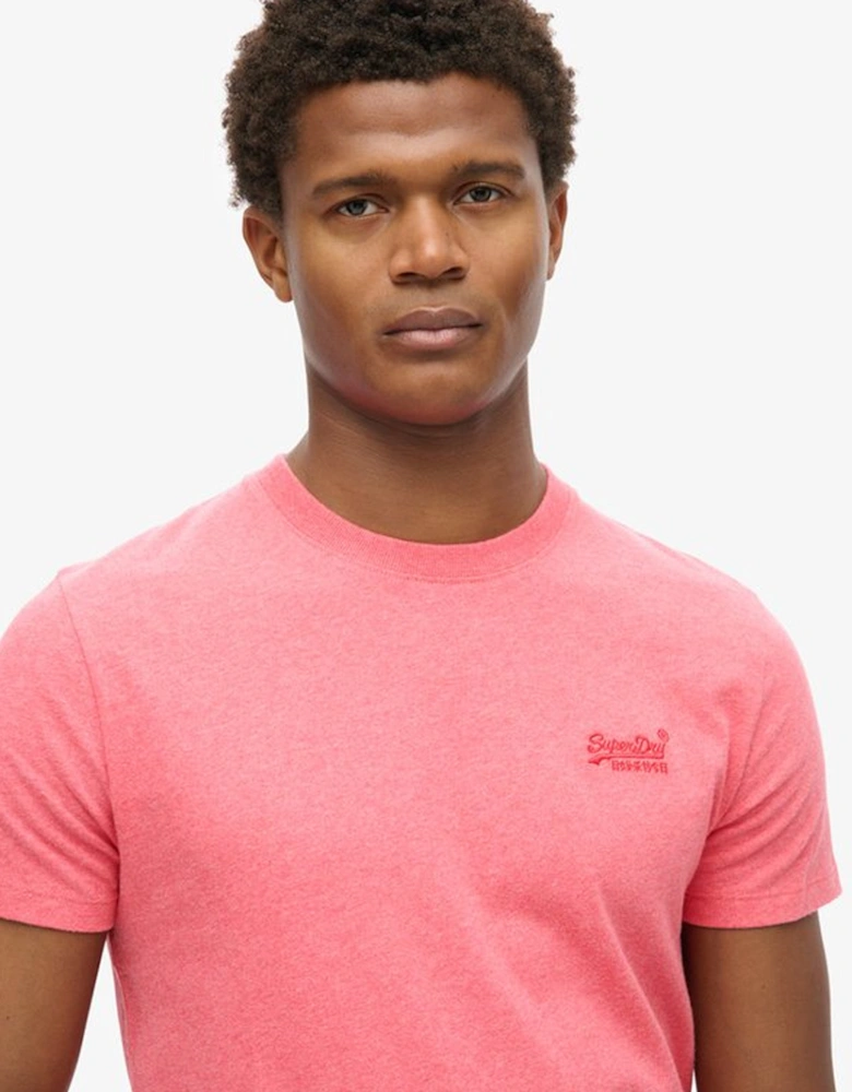 Men's Essential Logo Embroidered Tee Punch Pink Marl