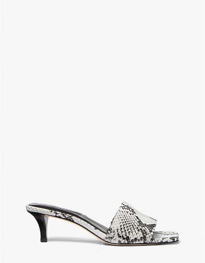 Merriam Snake Embossed Leather Kitten Heel Sandal