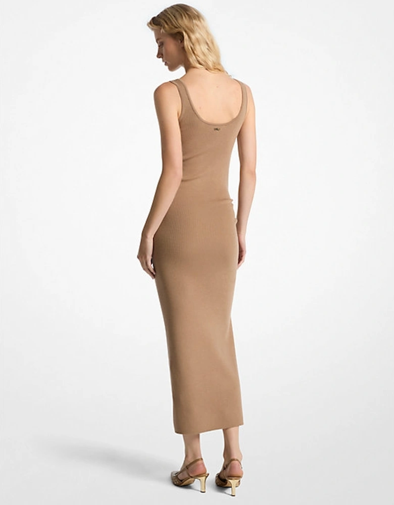 Stretch Wool Blend Ruched Tank Dress