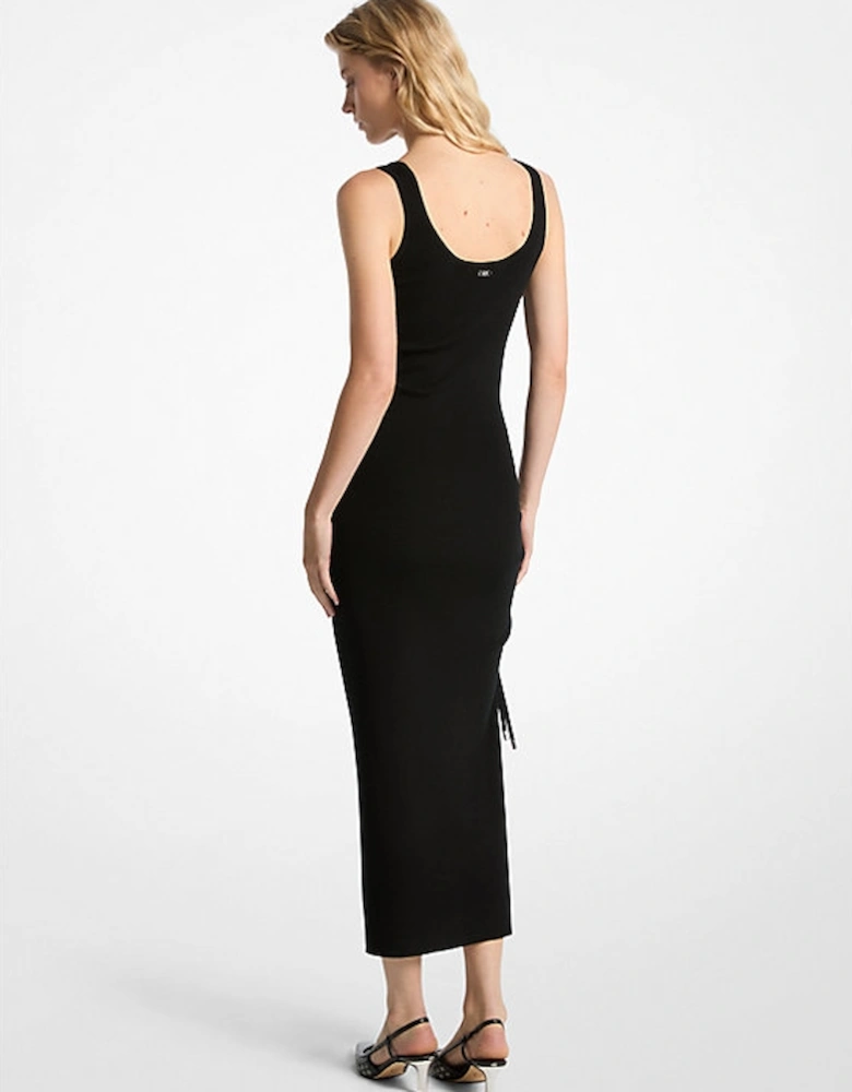 Stretch Wool Blend Ruched Tank Dress
