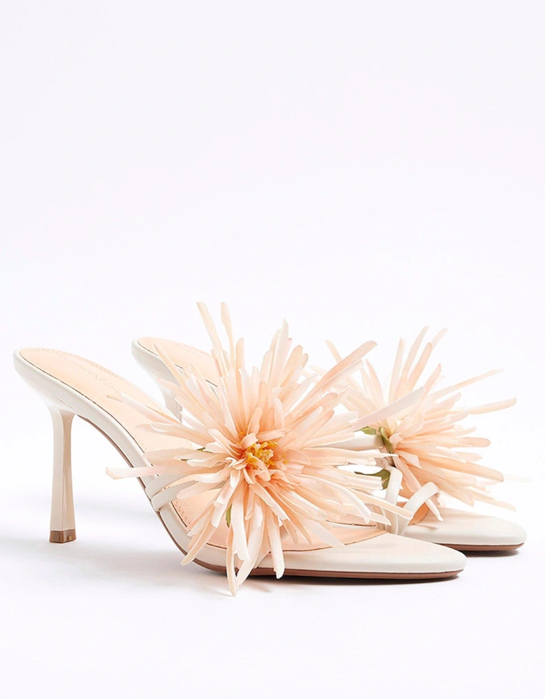 Flower Heeled Sandals - Light Pink