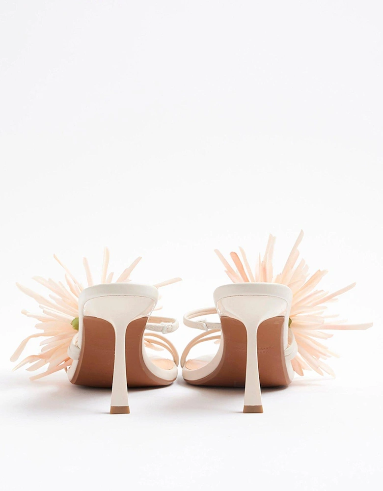 Flower Heeled Sandals - Light Pink