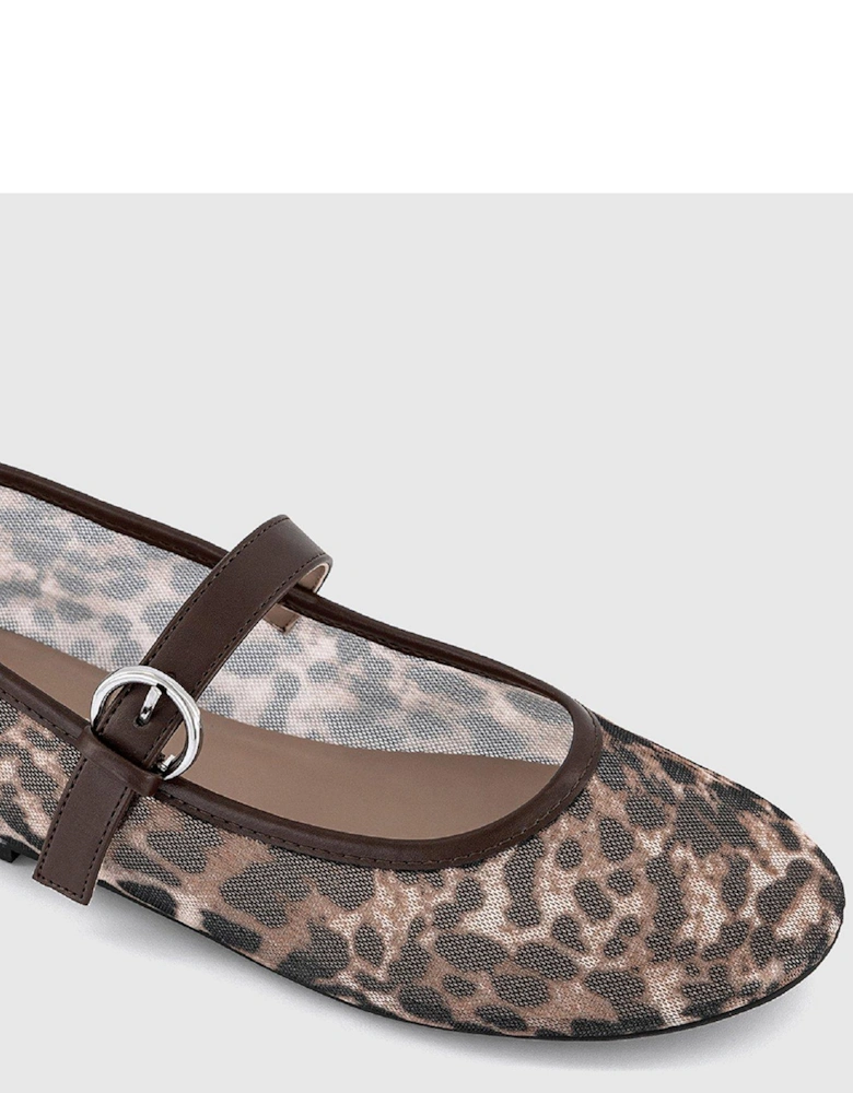 Fancy Mesh Ballet Flats - Leopard