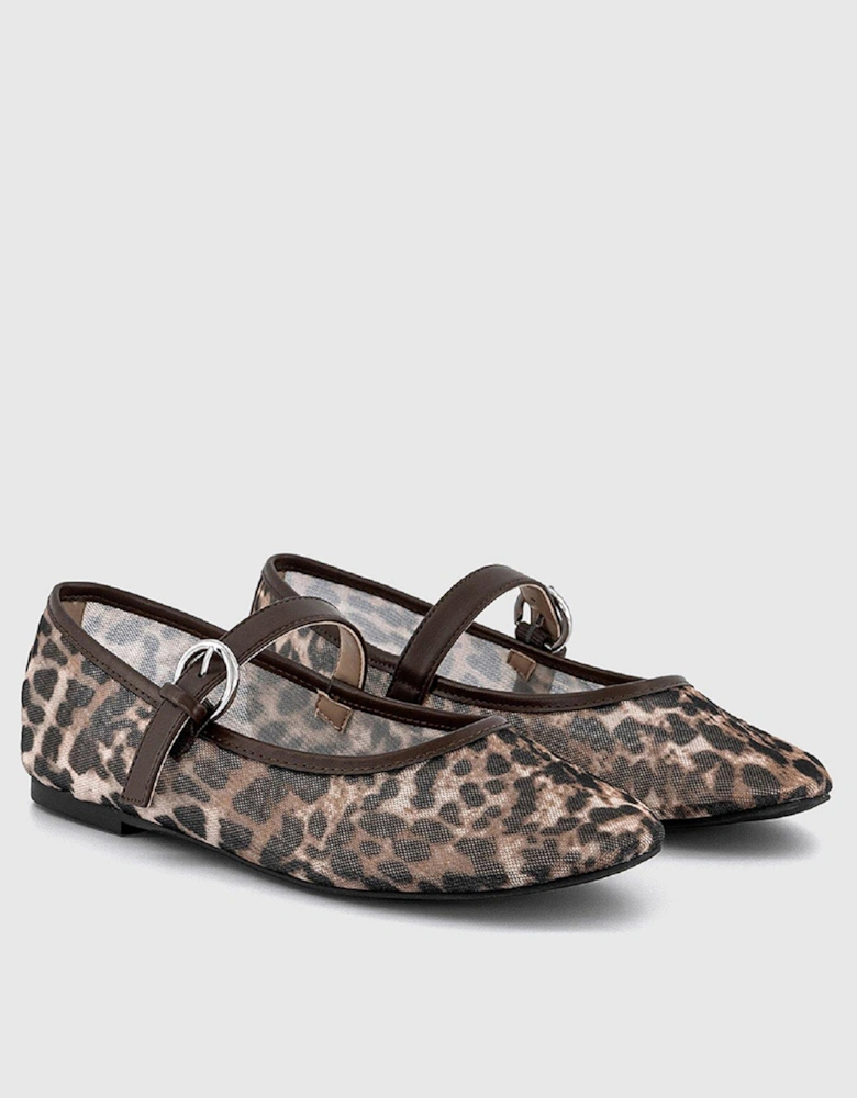Fancy Mesh Ballet Flats - Leopard