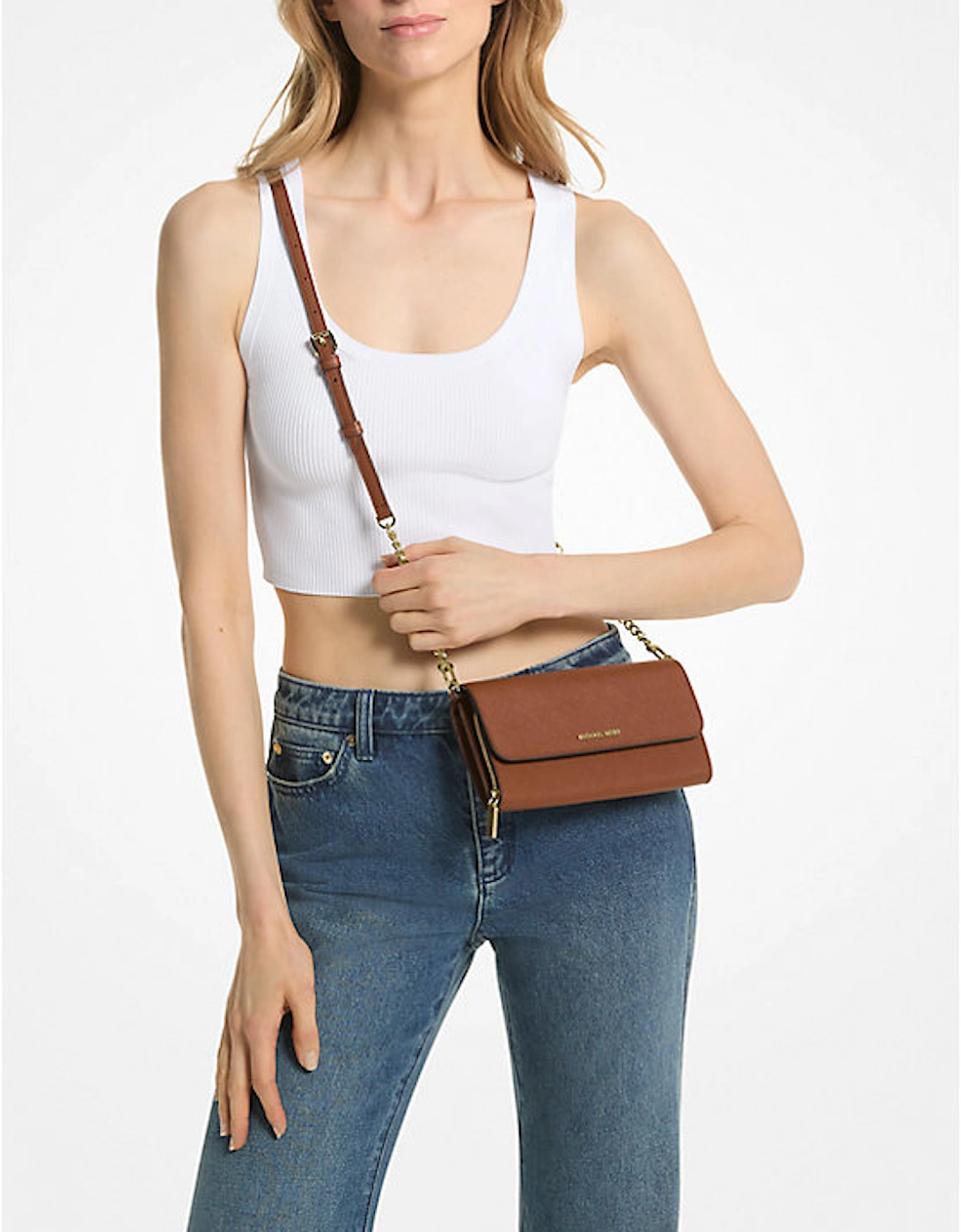 Jet Set Large Saffiano Leather Convertible Crossbody Bag