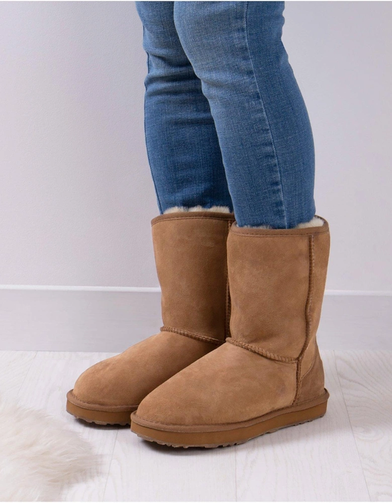 Ladies Short Classic Sheepskin Boot - Chestnut