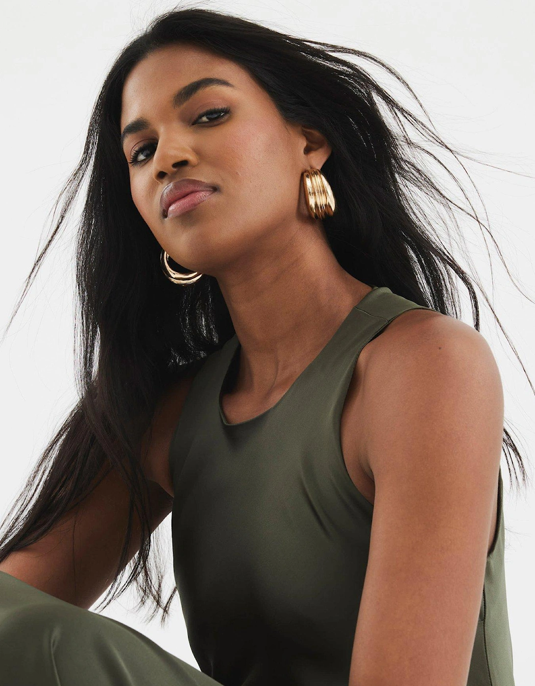 Racer Bias Slip Dress - Khaki