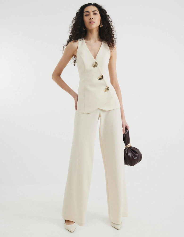 Short Waistcoat Jumpsuit - Cream