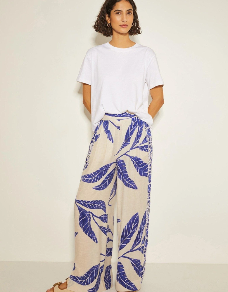 Dinah Print Trousers - White