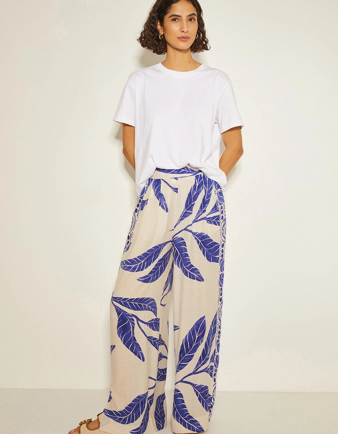 Dinah Print Trousers - White