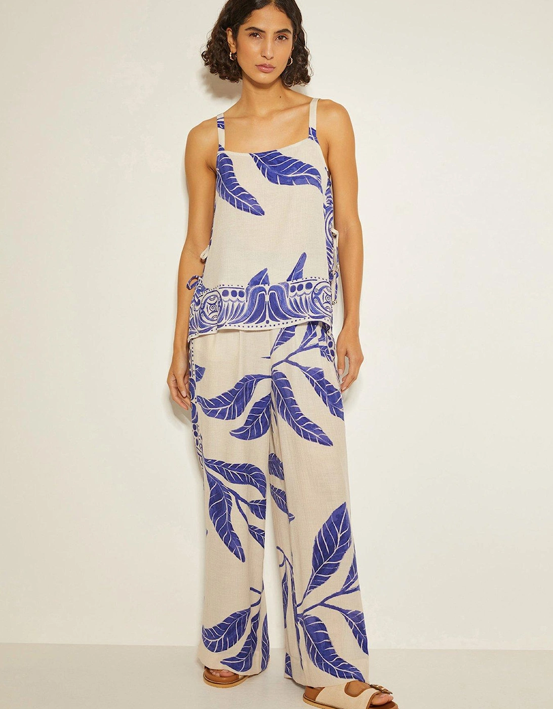 Dinah Print Trousers - White