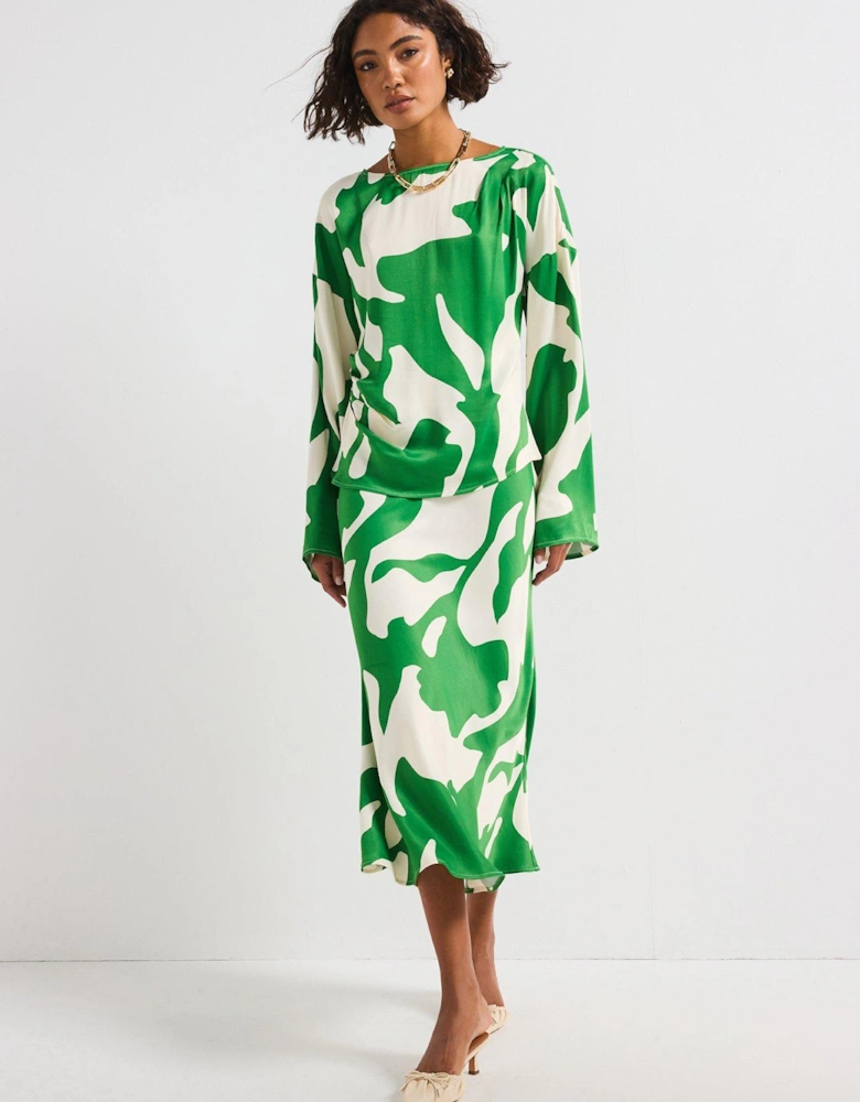 Printed Midi Skirt - Green