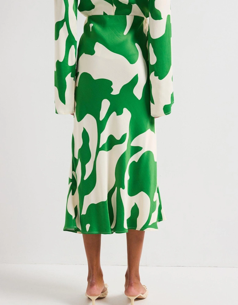 Printed Midi Skirt - Green