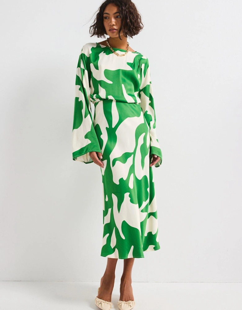 Printed Midi Skirt - Green