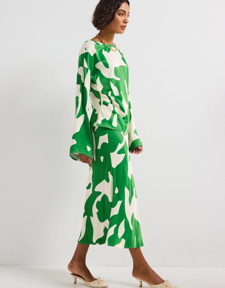 Printed Midi Skirt - Green